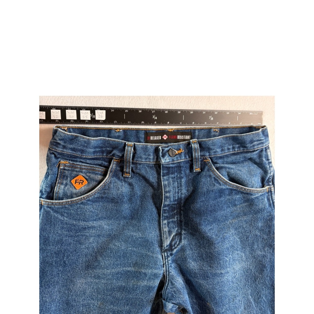 Wrangler FR Flame Resistant 3K Relaxed Jeans Men 33x32 (32x31) Blue Denim Cotton - Picture 5 of 7